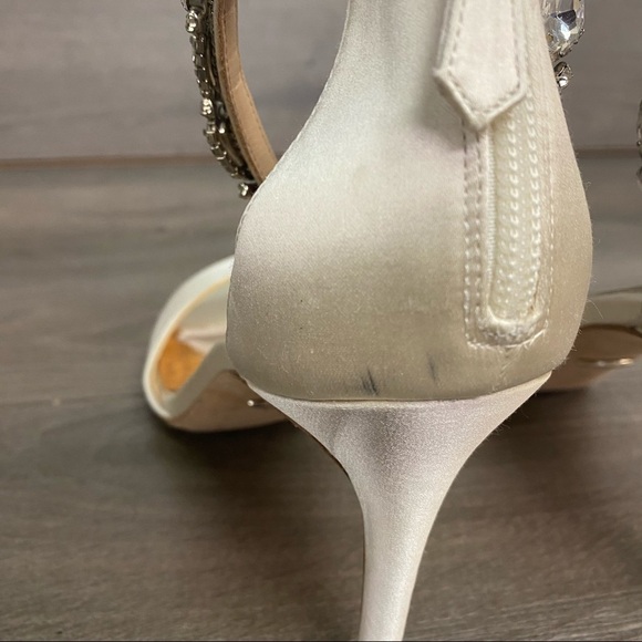 Badgley Mischka | Sindy Ivory Satin Crystal Sandal - Picture 8 of 14